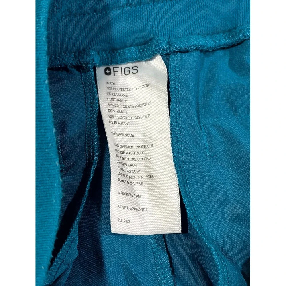 FIGS Technical Collection Cargo Scrub Pants Womens S/T Blue Drawstring Waist